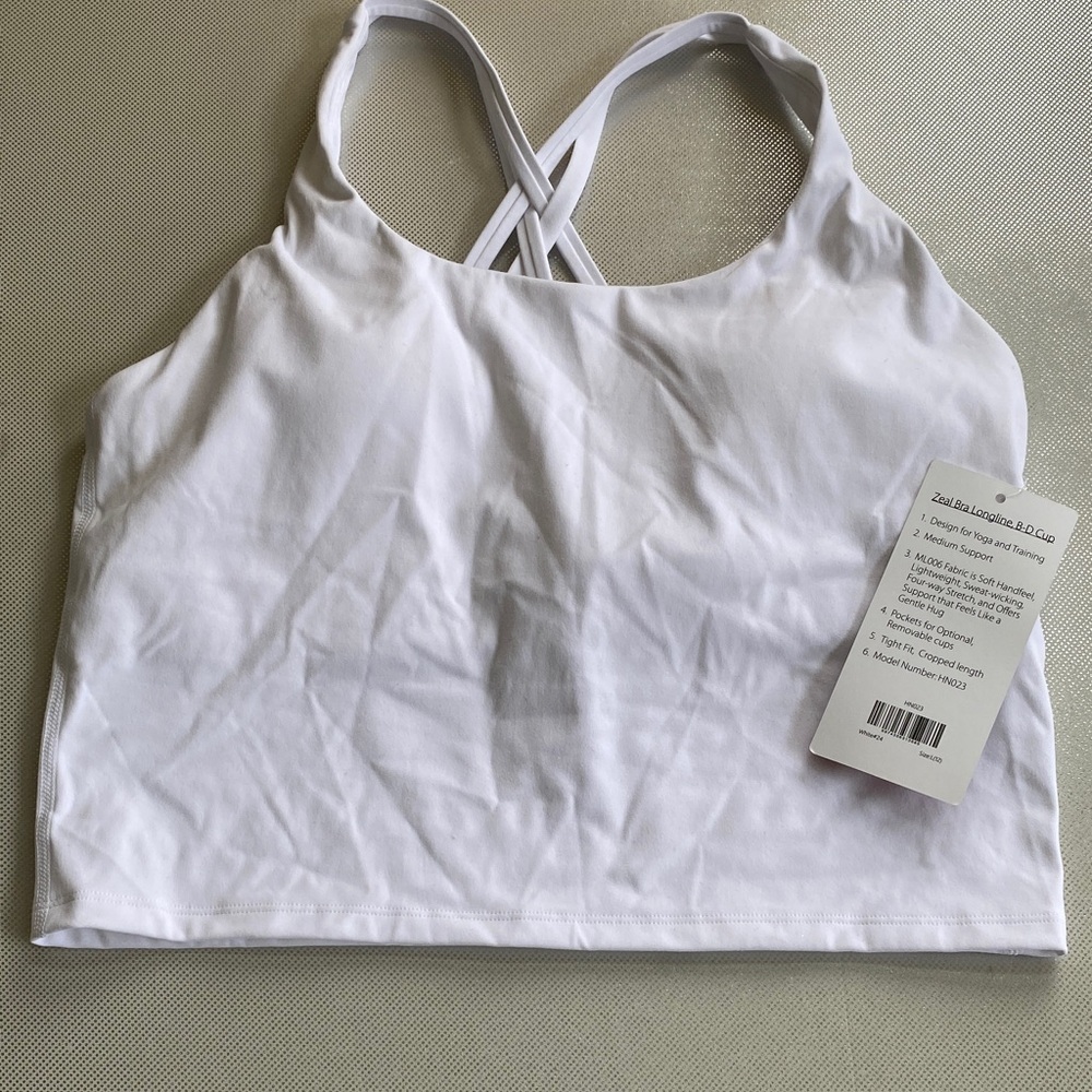 White Cross-Back Sports Bra